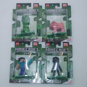 Minecraft Micro Action Figures 4-Pack - Steve, Creeper, Pig, Enderman - Mattel